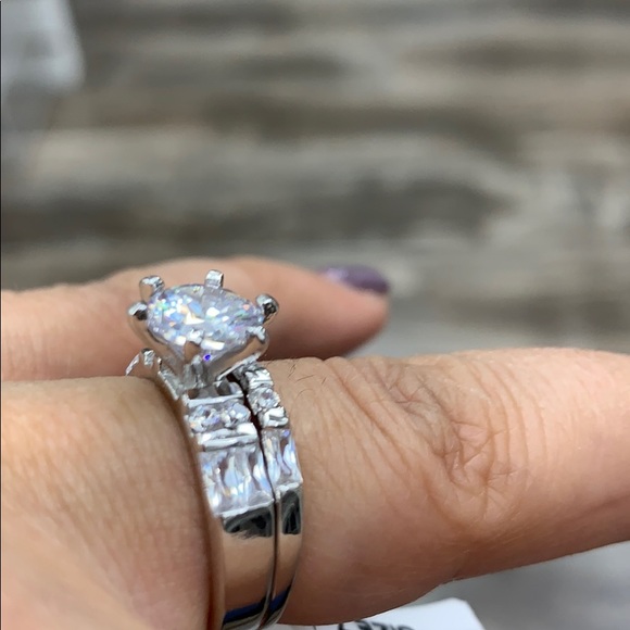 1.5ct Round Engagement Ring Wedding Band 2 pc set - Picture 4 of 8